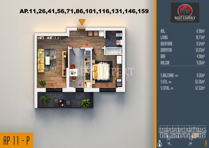 Doua camere ideal investitie - incalzire in pardoseala/Credit Ipotecar 20%